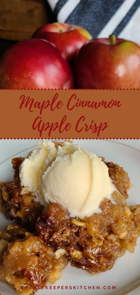 Fried Apple Crisp, Maple Creemee Recipe, Maple Apple Crisp, Maple Syrup Apple Crisp, Apple Crisp With Maple Syrup, Recipes With Honey Crisp Apples, Maple Extract Recipes, Crumble Recipes, Recipes With Maple Syrup