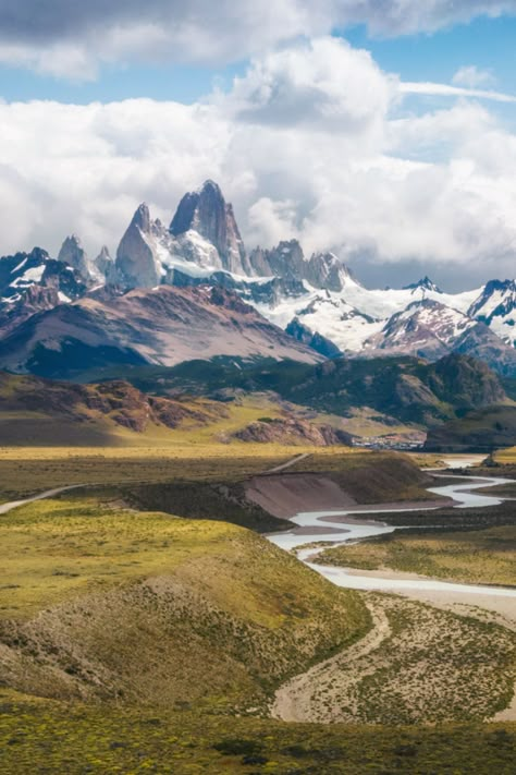 Mount Fitz Roy, also known as Cerro Chaltén, is a prominent peak located in Patagonia, straddling the border between Argentina and Chile. It rises to an elevation of 3,405 meters (11,171 feet) and is part of the Southern Patagonian Ice Field, one of the largest icefields in the world. Known for its dramatic granite spires, steep faces, and rugged beauty, Mount Fitz Roy is a magnet for climbers and hikers from around the globe. Mount Fitz Roy, Patagonia Mountains, Patagonia Landscape Photography, Rainbow Mountains China, Argentina Glaciers, Chile Mountains, Famous Mountains In The World, Andes Mountains Chile, Mountains Photography