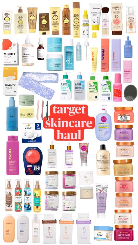 #skincare #bodycare #target #truely #treehut #versed #eos #sunbum #haiiwiantropics #mightypatch #cerace #byoma #pacifica #philosphy #spiderman #elf #the ordinary #beloved #byoma Target Finds Skin Care, Target Finds Beauty Products, Preppy Products, Best Drugstore Products, Skincare Items, Hawaiian Tropic, Target Finds, Face Mist, Glowing Complexion