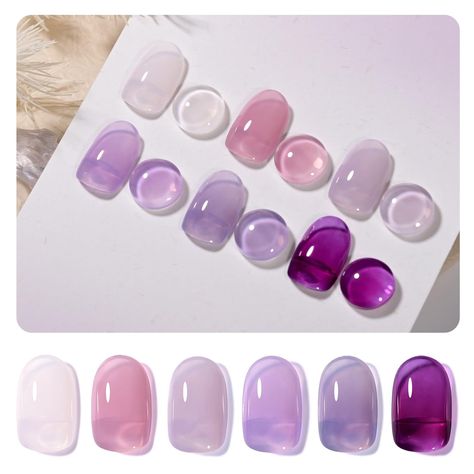 gel nail polish problems Gel Clear Pink Nails, Sheer Gel Manicure, Transparent Jelly Nails, Jelly Gel Nails Short, Pink Gel Polish Colors, Jelly Color Nails, Purple Jelly Nails, Jelly Gel Nails, Sheer Gel Polish