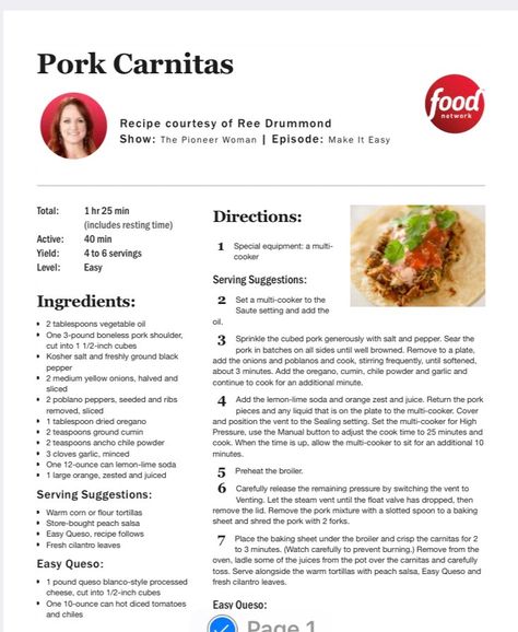 Pioneer Woman Carnitas, Pioneer Woman Pork Carnitas, Pioneer Woman Instant Pot Recipes, Pork Carnitas Instant Pot, Carnitas Instant Pot, Pioneer Woman Recipes Dinner, Carnitas Recipe, Pork Carnitas, Pioneer Woman Recipes