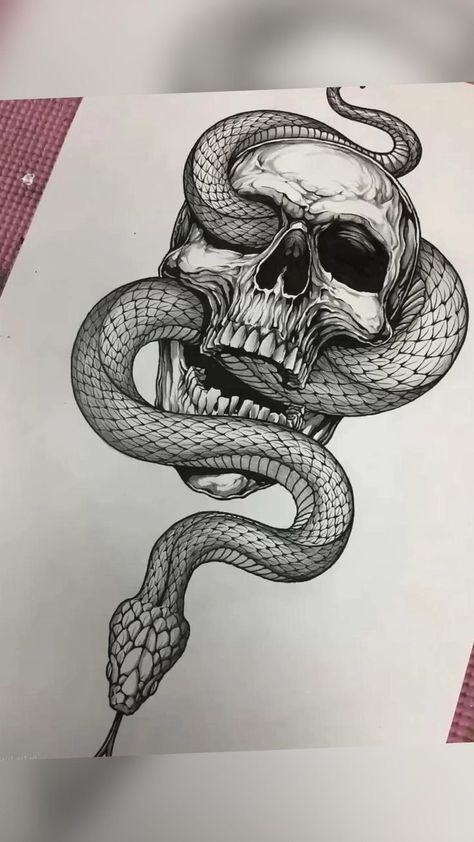 Gotik Tattoo, Snake Drawing, Drawing Hands, Snake Tattoo Design, Instagram Drawing, Sketch Tattoo Design, Dark Art Tattoo, Skull Tattoo Design, Symbol Tattoos