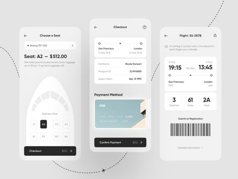 Air Ticket App by Conceptzilla for Shakuro on Dribbble Flight App, App Redesign, E Ticket, Card Ui, Mobile App Design Inspiration, App Interface Design, Booking App, Ticket Design, Mobile Ui Design