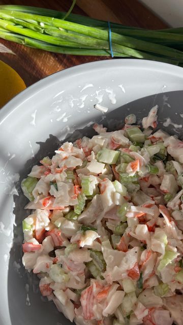 Crab And Celery Salad, Salad Celery, Celery Salad, Crab Salad Recipe, Celery Green, Crab Salad, Cucumber Tomato, Green Onion, Healthy Nutrition