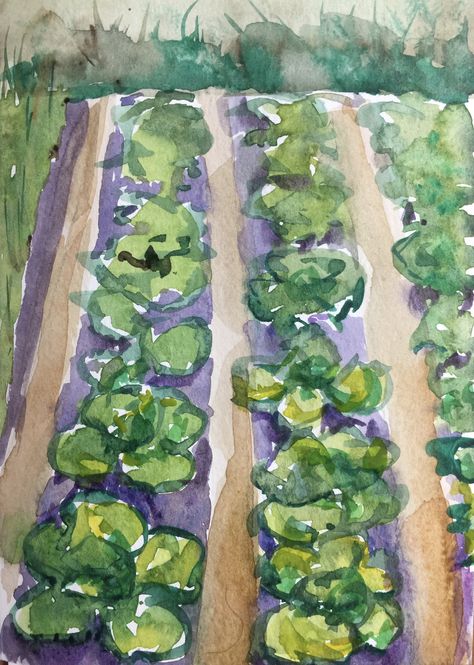 Vegetable Garden Watercolor, Homestead Binder, Vegetable Plate, Garden Watercolor, Veg Garden, Watercolor Projects, Garden Painting, Fruit Garden, Binder Covers