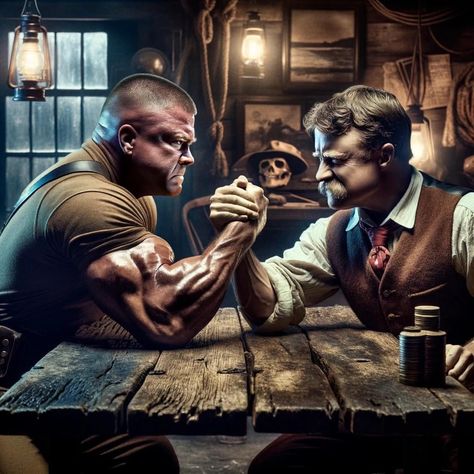 Chesty Puller vs Teddy Roosevelt Arm Wrestling, Places In America, Muscle Strain, Video Image, Unique Image, Historical Events, Face Off, Metropolis, In America