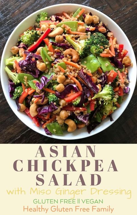 Miso Ginger Dressing, Plant Based Diet Meals, Resep Salad, Salad Vegan, Plant Based Diet Recipes, Ginger Dressing, Resep Diet, Chickpea Salad, Vegan Salad