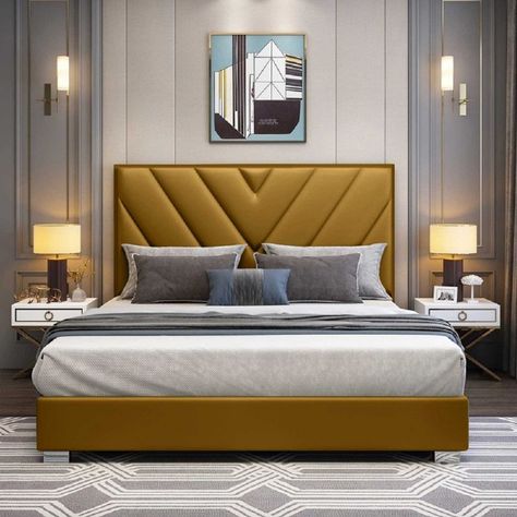 Top Trending Single Bed Small Wooden Bed Designs | Cool & Latest Bed For Bedroom | Home Decor Ideas Velvet King Size Bed, Bed Back Design, Velvet Bed Frame, Bed Headboard Design, Headboard Design, Bed Design Modern, Head Board, Padded Headboard, Velvet Bed