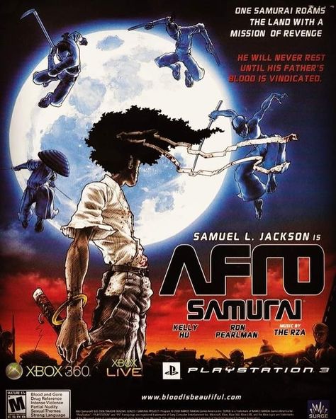 2000s Retro Aesthetic, Afro Samurai Poster, Samurai Games, Video Game Magazines, Game Ads, Retro Games Poster, Video Game Images, 2000s Art, Afro Samurai