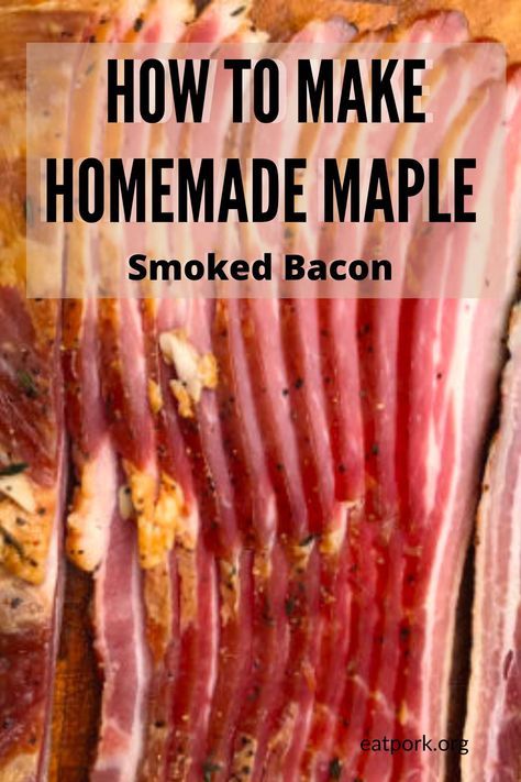 Dive into the world of flavor with our Homemade Maple Smoked Bacon recipe! Transform ordinary pork belly into irresistible bacon infused with the sweet, smoky goodness of maple. With just a few simple ingredients and a smoker, you can create your own delicious bacon at home. Perfect for breakfast, sandwiches, or adding a savory-sweet touch to any dish, this homemade bacon is sure to become a household favorite. Get the recipe here: https://www.eatpork.org/how-to-make-homemade-maple-smoked-bacon/ Home Made Bacon, Smoked Bacon Recipes, Curing Bacon, Smoker Grill Recipes, Making Bacon, Curing Salt, Homemade Bacon, How To Make Bacon, Sausage Making