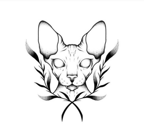 Sphynx Cat Tattoo, M Tattoos, Goth Tattoo, Cat Tattoos, Cat Tattoo Designs, Wedding Tattoos, Sphynx Cat, Simplistic Tattoos, Sphynx