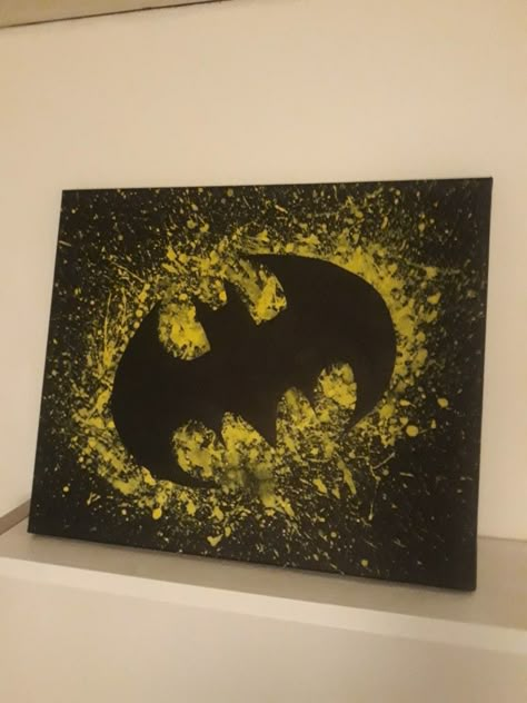 Batman Journal Ideas, Batman Parking Spot Painting, Bat Man Painting, Batman Painting Ideas, Batman Painting Easy, Batman Diy Gifts, Batman Canvas Painting, Superhero Canvas Painting, Dc Painting