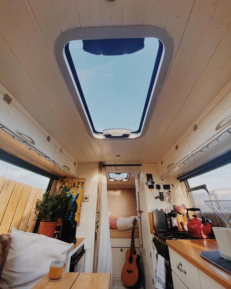 Converted Van, Converted Vans, Caravan Home, Sky Lights, Van House, Van Ideas, Sky Light, Campervan Interior, Van Home