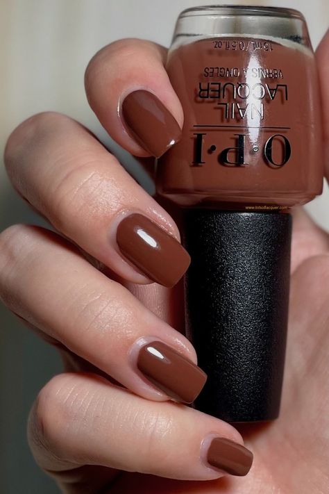 OPI Espresso Your Inner Self swatch Brown Nail Colors Opi, Opi My Italian Is A Little Rusty, Espresso Your Inner Self Opi, Fall Brown Nail Colors, Opi Espresso Your Inner Self, Cocoa Nails, Espresso Nails, Sabyasachi Gown, Cinnamon Nails