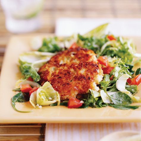 Spring Green Salad, Crab Cake Salad, Mayonnaise Dressing, Crab Cake, Lime Dressing, Healthy Fish, Egg White, Salad Dressing Recipes, Stuffed Sweet Peppers