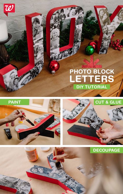 Joy Letters, Enjoy Winter, Block Letters, Navidad Diy, 15 Diy, Diy Photo, Holiday Diy, Iftar, Christmas Deco