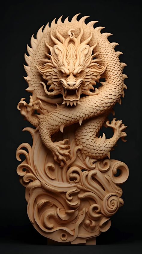 Wooden Dragon, Big Cats Photography, Dragon Artwork Fantasy, Ancient Chinese Art, Power Animal, Dragon Decor, Dragon Tattoo Designs, Trending Pins, Japanese Tattoo Art