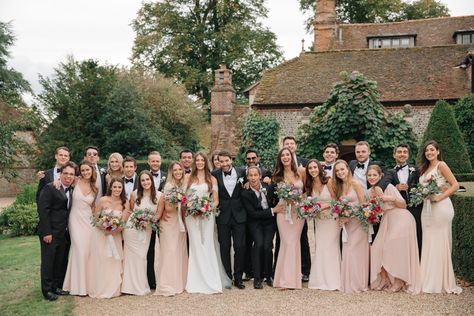 Blush Bridal Party Groomsmen, Peach And Black Wedding, Bridal Party Groomsmen, Peach Bridesmaid, Peach Bridesmaid Dresses, Dress Bridesmaids, Neutral Wedding Colors, Tan Wedding, Wedding Party Bridesmaid