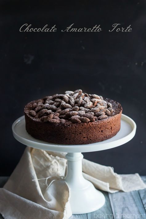 Chocolate Amaretto Torte- one of the best recipes I've made in a while! Sort of like a cake, sort of like a souffle, with an incredibly rich chocolate flavor and a hint of sweet almond.  #gonutsfornuts #ad Chocolate Amaretto Cake, Gluten Free Amaretto Cake, Raspberry Amaretto Cake, Amaretto Ganache, Cherry Torte, Chocolate Souffle Castella Cake, Grocery Gift Card, Amaretto Cake, Chocolate Tarts Recipe