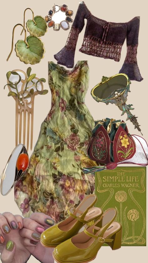 Art Nouveau Dress, W Pictures, Art Nouveau Fashion, Types Of Aesthetics, 2010s Fashion, Earthy Outfits, Evolution Of Fashion, Witchy Fashion, Funky Outfits