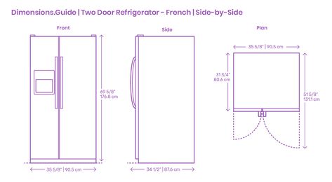 Refrigerator Measurements, Columns In Living Room, Refrigerator Design, Fridge Size, Big Refrigerator, Double Fridge, Fridge Dimensions, Two Door Refrigerator, Floor Plan Symbols