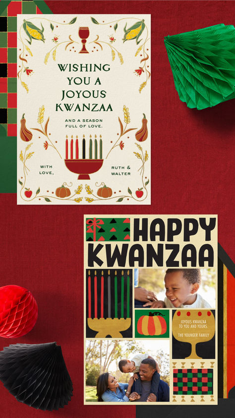 Wish your loved ones a joyous Kwanzaa celebration with meaningful online Kwanzaa cards. Kwanzaa Cards, Kwanzaa Celebration, Happy Kwanzaa, Send Text Message, Send Text, Creative Invitations, Paperless Post, Kwanzaa, Color Card