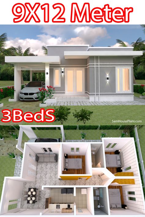 Small Beautiful Houses Design, Simple Beautiful House Plans, Simple Beautiful House, Modern Simple House Design, Modern Small House Design Simple, Simple Small House, Cheap House Plans, 3 Bedroom House Plans, Small House Design Philippines