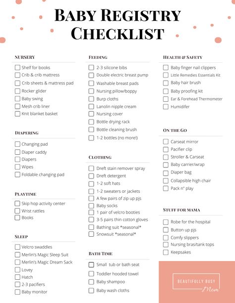 What to Put on a Baby Registry | A Free Printable Baby Registry Checklist - Beautifully Busy Mom Baby Registry Checklist Printable, Baby Shower Checklist, Crib Liners, Baby Hair Brush, Forehead Thermometer, Silicone Baby Bibs, Baby Registry Checklist, Registry Checklist, Diaper Caddy