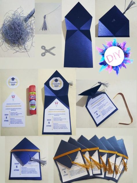 Invitation Card Design Handmade, Diy Graduation Invitations, Graduation Cards Diy, Graduation Invitations Diy, Handmade Invitation Cards, Graduation Cards Handmade, Ideas For House, Diy Graduation Gifts, Graduation Party Diy