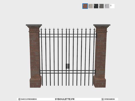 The Sims Resource - Loft - Brick fence double gate Sims 4 Gate, Sims 4 Cc Fences And Gates, Sims 4 Fence Cc, Fence Double Gate, Furniture Cc, Industrial Display, Stone Fence, Play Sims 4, Cc Furniture