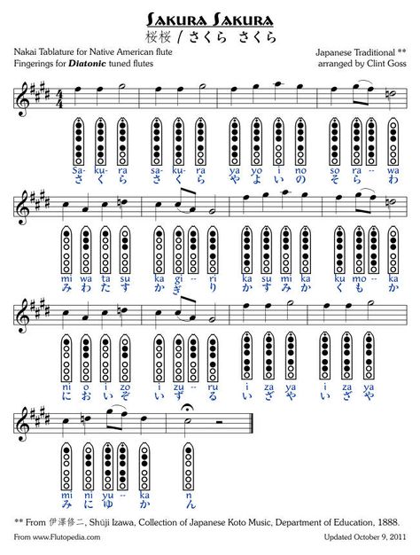 Sakura - six-hole Diatonic Flutes Flute Fingering Chart, Native American Songs, Native American Flute Music, Flute Lessons, Recorder Sheet Music, Recorder Songs, Music Bird, Native Flute, Wooden Flute