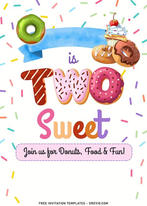 Two Sweet Birthday Invitation Template, Two Sweet Invitation Template, Two Sweet Invitation, Two Sweet Birthday Invitation, Two Sweet 2nd Birthday, Cookie Themes, Candyland Invitations, Two Sweet Birthday, Birthday Party Invitations Free