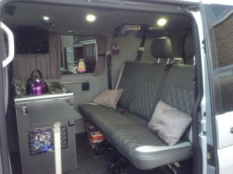 Best "full width" bed layouts and ideas? | VW T4 Forum - VW T5 Forum Campervan Interior Volkswagen, T4 Camper Interior Ideas, Vw T5 Interior, Vw Transporter Campervan, Vw Transporter Van, Kombi Camper, Bed Options, Rock And Roll Bed, Vw Caravelle