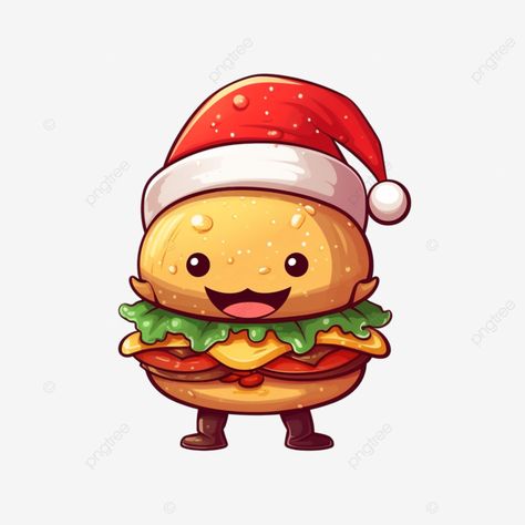 cute and funny kawaii sandwich burger and pizza character wearing santa^s hat for christmas cute f Kawaii Sandwich, Pizza Character, Burger Drawing, Cartoon Png Transparent, Hat For Christmas, Sandwich Burger, Burger Cartoon, Christmas Colouring, Food Burger