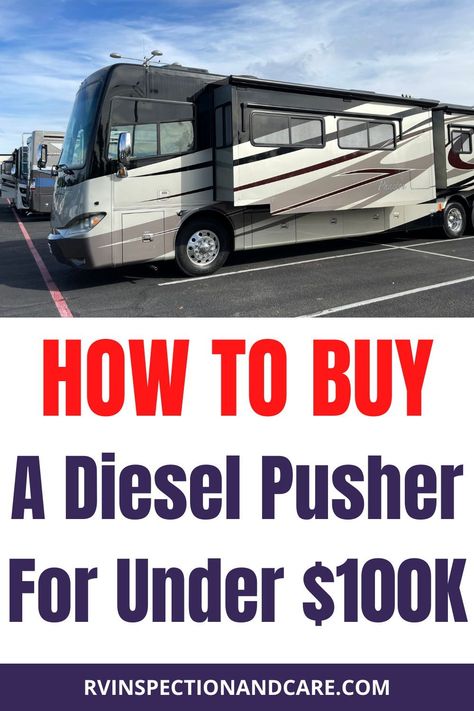 If you want to travel in style in an RV, then getting a diesel pusher Class A motorhome is the way to go. They can provide lots of room, plenty of luxuries and a comfortable ride. But they are also very expensive! But this video will reveal how you can buy a quality luxurious Class A diesel pusher motorhome for less than $100K. If you want to know how, watch the video now! #dieselpusher #classarv #rvtravel Diesel Pusher Motorhome, Diesel Motorhomes For Sale, Rv Diy, Motorhome Living, Luxury Rv Living, Fleetwood Rv, Motorhome Travels, Glamping Ideas, Rv Resorts