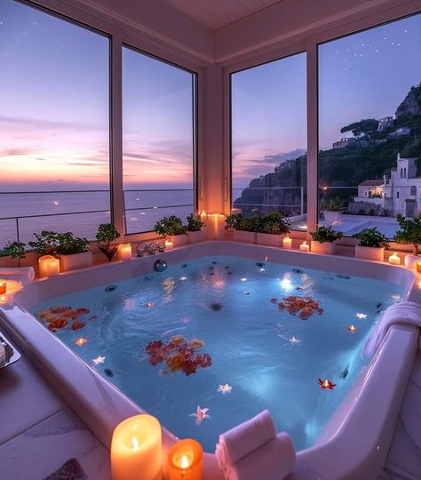 Modern Jacuzzi Tub Bathroom, Bathtub Aesthetic, Indoor Jacuzzi, Me And My Brother, Book Flights, Bathroom Decor Luxury, Dream Life House, Dream Apartment Decor, New Camera