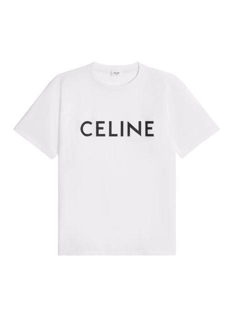 The Celine Women Loose T-Shirt is made of 100% soft and breathable cotton, with a sleek and modern design featuring the iconic logo in contrasting white and black. The comfortable fit is enhanced by a ribbed collar and designer style, making it a must-have piece in every fashion-forward woman's wardrobe. Crafted in France with the highest quality and attention to detail, this t-shirt is the perfect mix of style and comfort. 100% Cotton Celine Print Loose Fit Crew Neck Ribbed Trim on the collar D Celine T Shirt, Celine Clothes, Celine Shirt, Celine Women, Celine Logo, Ecommerce Website Design, Iconic Logo, Outfit Style, Cotton Logo