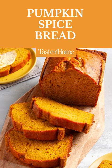 This pumpkin spice bread recipe is at least 40 years old. It makes a very moist bread. It's been described as tasting like pumpkin pie without the crust. —Delora Lucas, Belle, West Virginia Martha Stewart Pumpkin Bread, Pumpkin Spice Bread Recipe, Spice Bread Recipe, Moist Bread, Pumpkin Spice Bread, Spice Bread, Vegetables Recipes, Pumpkin Bread Recipe, Delicious Pumpkin