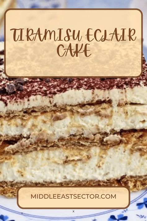 This is seriously one of the fastest, easiest, most delicious no-bake refrigerator cakes that will ever cross your lips! It’s tiramisu made in the style of an eclair cake with layers of mascarpone cream between coffee-soaked graham crackers in place of the traditional lady fingers.Eclair cake is usually made of boxed pudding between graham crackers Keto Eclair Cake, Eclair Cakes, Christmas Supper, Eclairs Dessert, Cake With Layers, Eclair Cake Recipes, Refrigerator Cake, Chocolate Deserts, Keto Treats