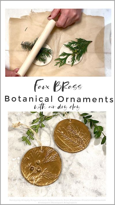 Herb Christmas Ornaments, Diy Botanical Christmas Ornaments, Herbal Christmas Ornaments, Pressed Flower Christmas Ornaments, Plant Christmas Ornaments, Botanical Ornaments, Clay Leaf Ornaments, Air Dry Clay Botanical, Plant Clippings