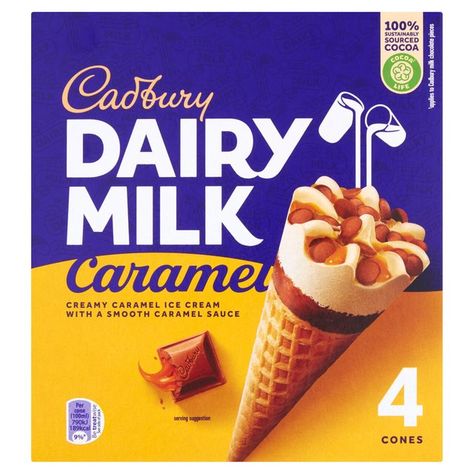 Dairy Milk Caramel, Cadbury Milk Chocolate, Ice Cream Sauce, Chocolate Pieces, Caramel Ice Cream, Creamy Caramel, Milk Ice Cream, Cadbury Chocolate, Cadbury Dairy Milk