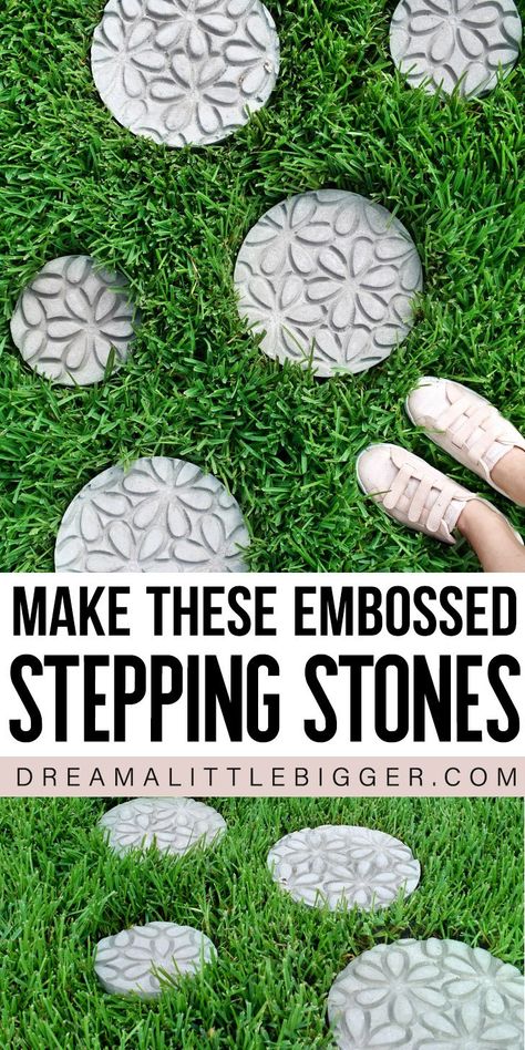 Homemade Stepping Stones, Make Stepping Stones, Garden Stepping Stones Diy, Round Stepping Stones, Painted Stepping Stones, Stepping Stone Walkways, Stepping Stone Molds, Step Stones, Concrete Stepping Stones