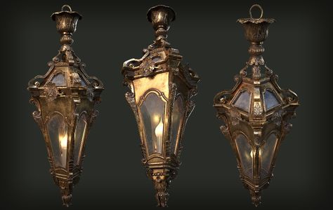 ArtStation - Lantern Fantasy Lamp, Lantern Aesthetic, Steampunk Christmas, Indie Game Art, Antique Lanterns, Art Concepts, Props Art, 3d Concept, Fantasy Props