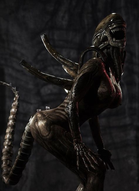 Female Xenomorph Art, Female Xenomorph, Female Yautja, Predator Artwork, Predator Alien Art, Alien Artwork, Alien Queen, Alien Tattoo, Alien Girl