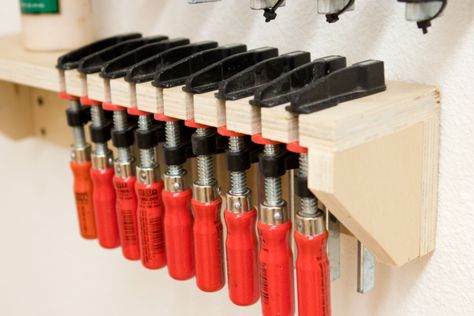 Diy Crafts For Men, Crafts For Men, Clamp Rack, Clamp Storage, French Cleats, Garage Workshop Organization, Garage Tool Storage, Woodworking School, Tool Storage Diy