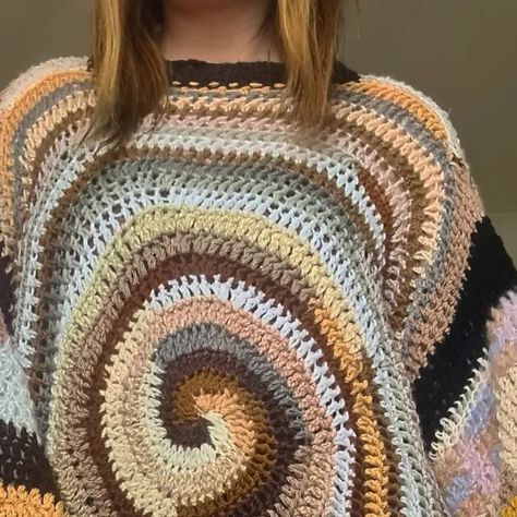 Swirl Crochet Pattern, Spiral Crochet Sweater, Spiral Sweater Crochet, Scrap Crochet Sweater, Scrappy Sweater Crochet, Spiral Crochet Sweater Pattern, Swirl Sweater Crochet, Crochet Swirl Sweater Pattern, Scrap Yarn Sweater Crochet