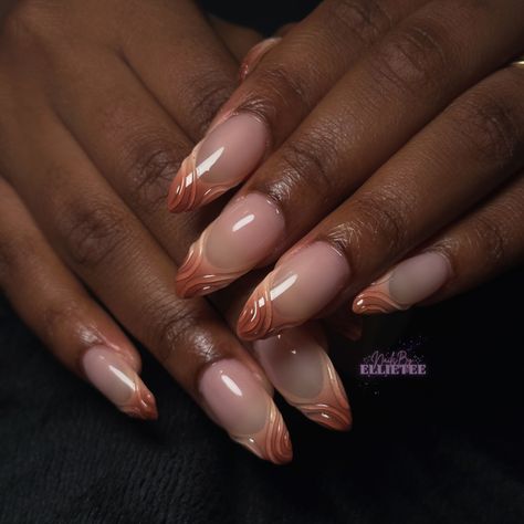 3d ombre tips Ombre 3d Nails, 3d Ombre Nails, 3d Swirl Nail Designs, Airbrush Nails Ombre, Brown Ombré Nails, Brown Ombre Nails, Mail Inspiration, Nail Magic, Long Almond Nails