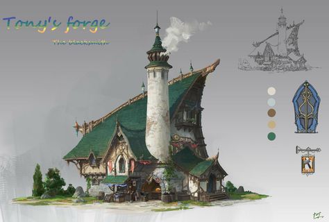 Buildings Artwork, Storybook Homes, Fantasy Town, Build Inspiration, Minecraft Inspiration, Building Concept, Paintings And Drawings, Image Painting, Fantasy House