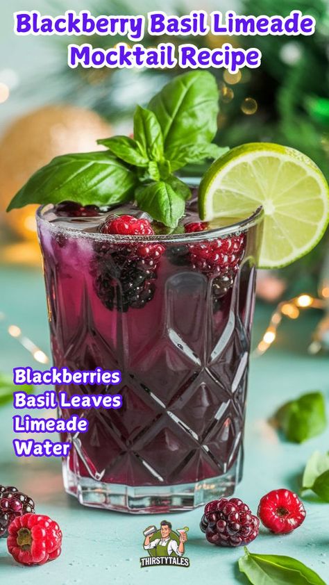 "Quench your thirst this summer with our refreshing Blackberry Basil Limeade Mocktail! This delightful non-alcoholic drink combines the vibrant flavors of fresh blackberries and aromatic basil, making it the perfect addition to your summer refreshers. Enjoy this easy Limeade recipe as a delicious berry mocktail that showcases fresh herbs in cocktails. Perfect for gatherings or a relaxing day at home, this Blackberry Basil Mocktail is a must-try for all mocktail lovers!" Basil Mocktail, Berry Mocktail, Summer Refreshers, Cranberry Fizz, Best Mocktails, Limeade Recipe, Alcohol Free Drinks, Spiced Apple Cider, Alcoholic Drink