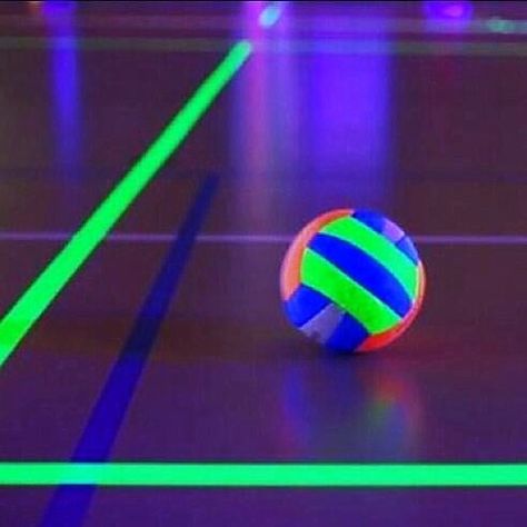 Glow in the Dark Volleyball Volleyball Party Ideas Activities Fun, Glow In The Dark Volleyball, Backyard Volleyball, Volleyball Party Ideas, Volleyball Swag, Volleyball Decor, Volleyball Birthday Party, Glow Neon Party, Volleyball Birthday